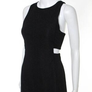 Sugar + Lips Black Ripple Cut Out Bodycon Dress L